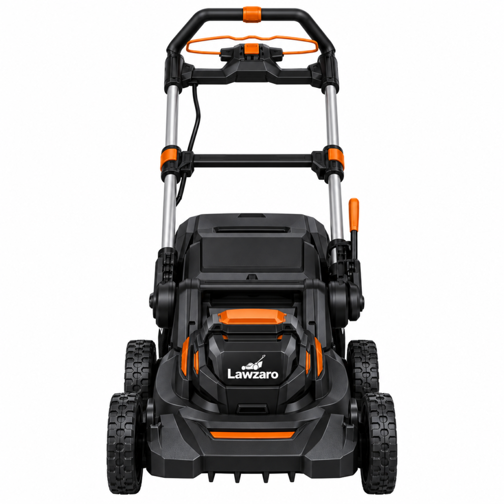 Mower with Orange Wheel Accents