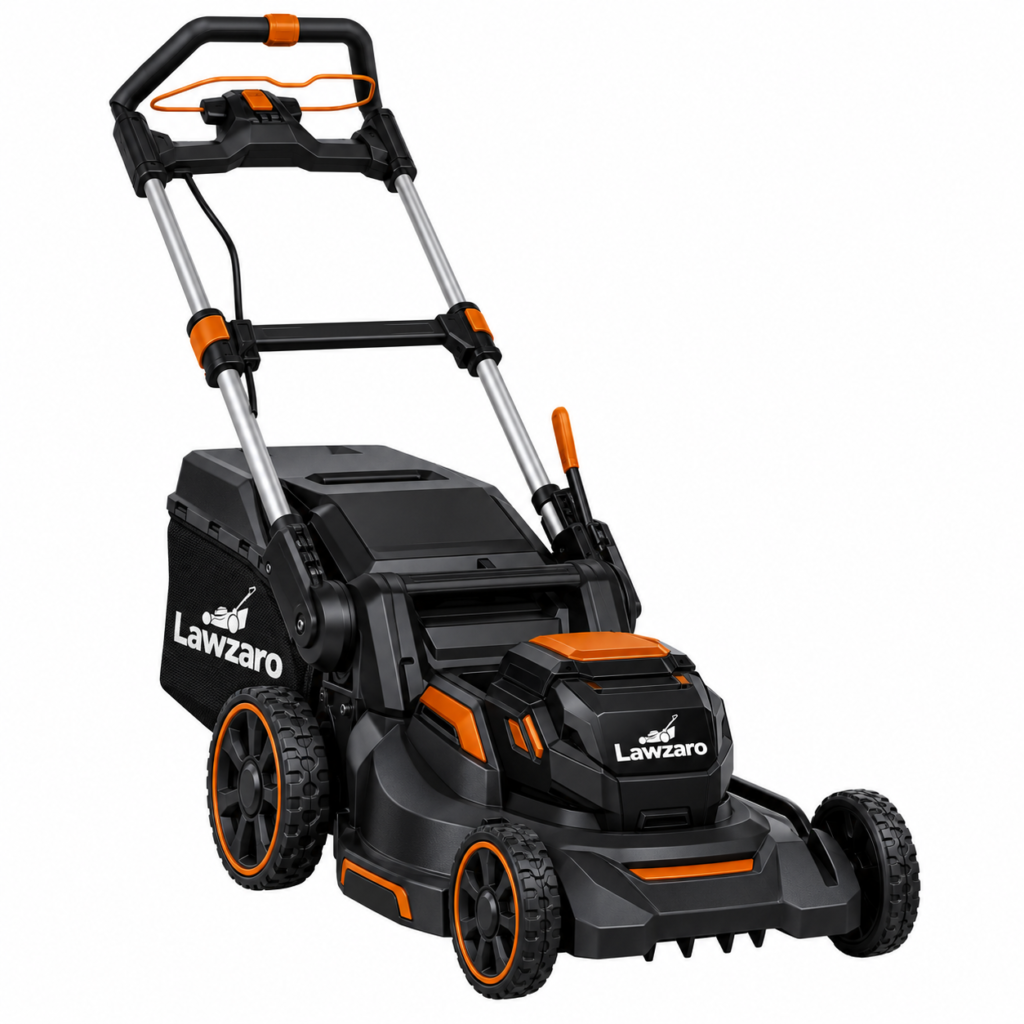 Mower with Orange Wheel Accents